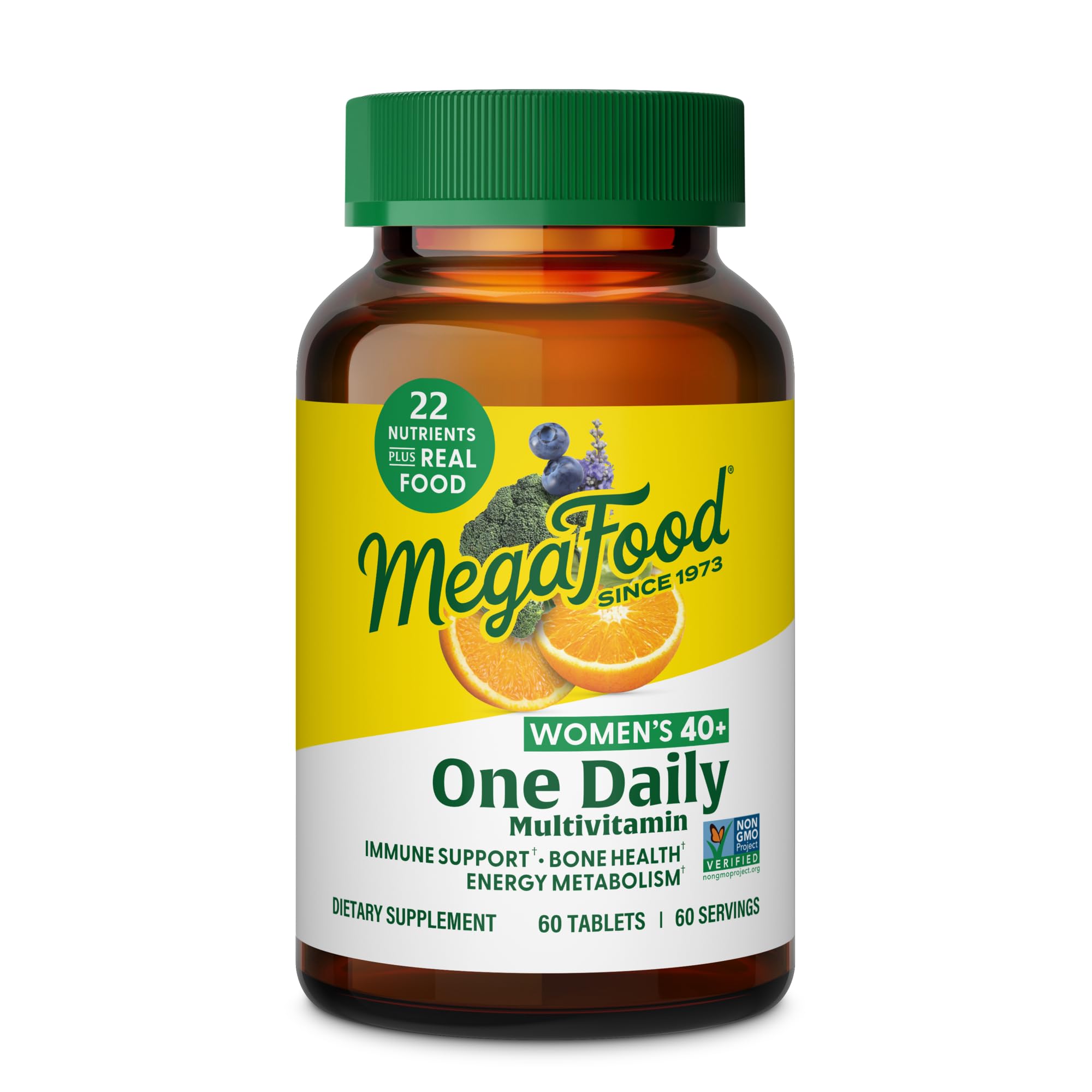 MegaFood One Daily Multivitamin for Women 40+ with 22 Nutrients, 90 Tablets | Immune Support, Cellular Energy, Muscle & Bone Health, Methylated B12, Methylfolate, Vitamin D3, C and Zinc, 90 Servings
