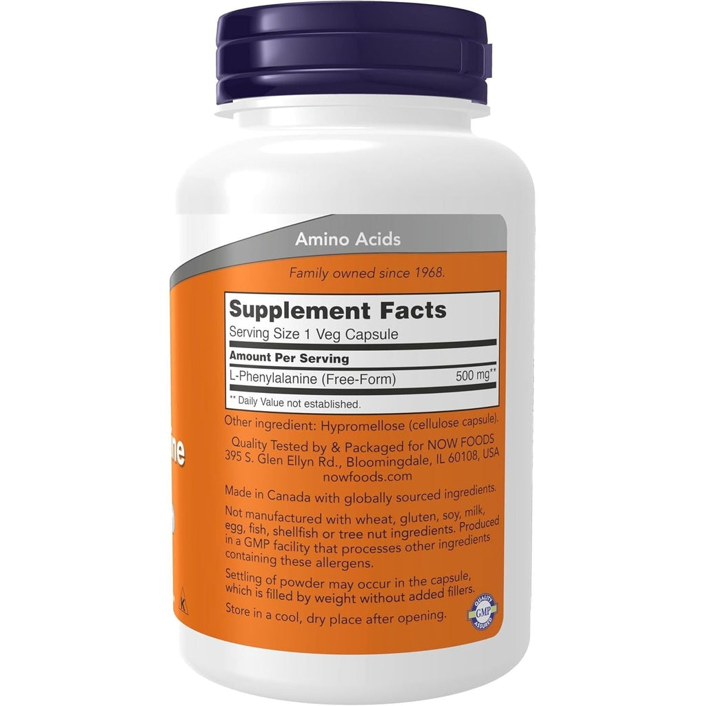 Buy now NOW Foods Supplements, L-Phenylalanine 500 mg, Nervous System Support*, Amino Acid, 120 Veg Capsules at indiglob india