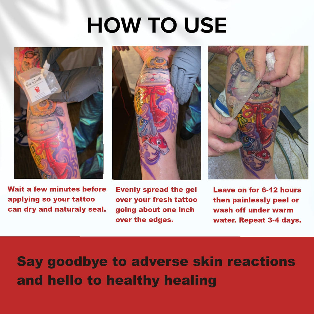 Tattoo Aftercare Sealant Gel - Forms a breathable protective skin-No Adhesives-No Latex-Natural Healing ingredients- Painlessly wash off- No Adverse skin reactions- 8 fl oz