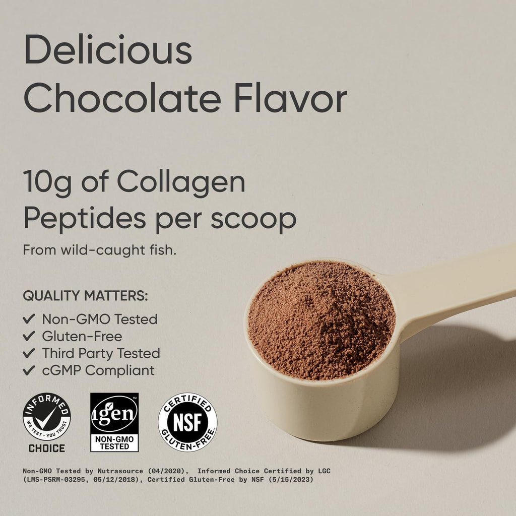 Sports Research® Marine Collagen Peptides Dark Chocolate (15oz) | 10g Wild Caught Marine Collagen per Serving | Protein Powder w/ Vital Amino Acids for Hair, Skin, & Joint Support
