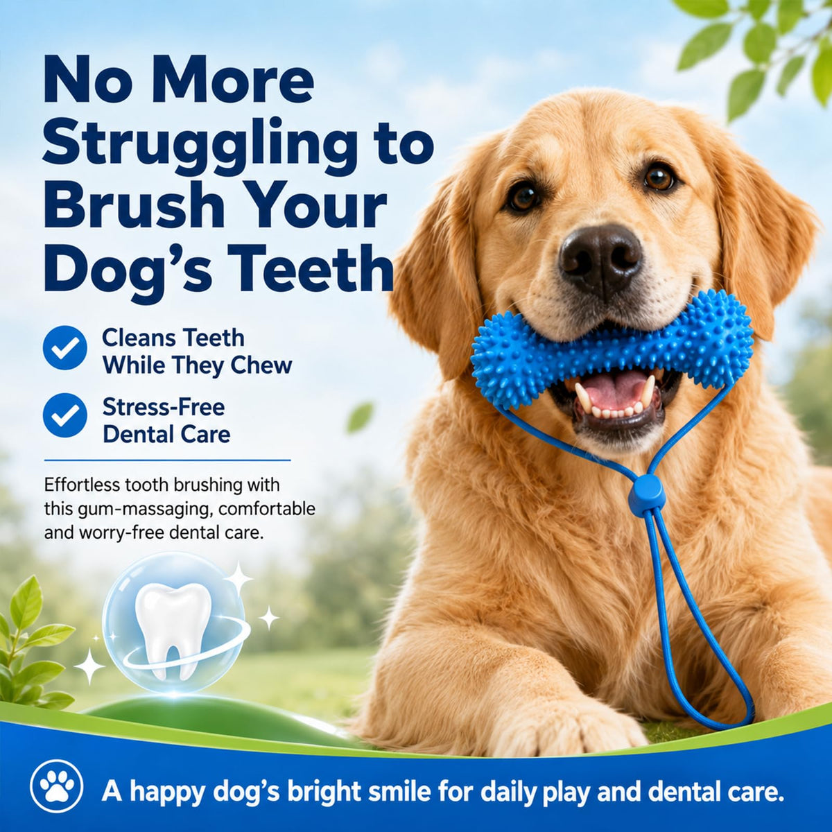 Dual-Action Canine Dental Prop, Dog Dental Chew Toy for Easier Teeth Brushing, Premium Pet Oral Care Accessory Perfect for Small Medium and Large Size Dogs (2PCS)