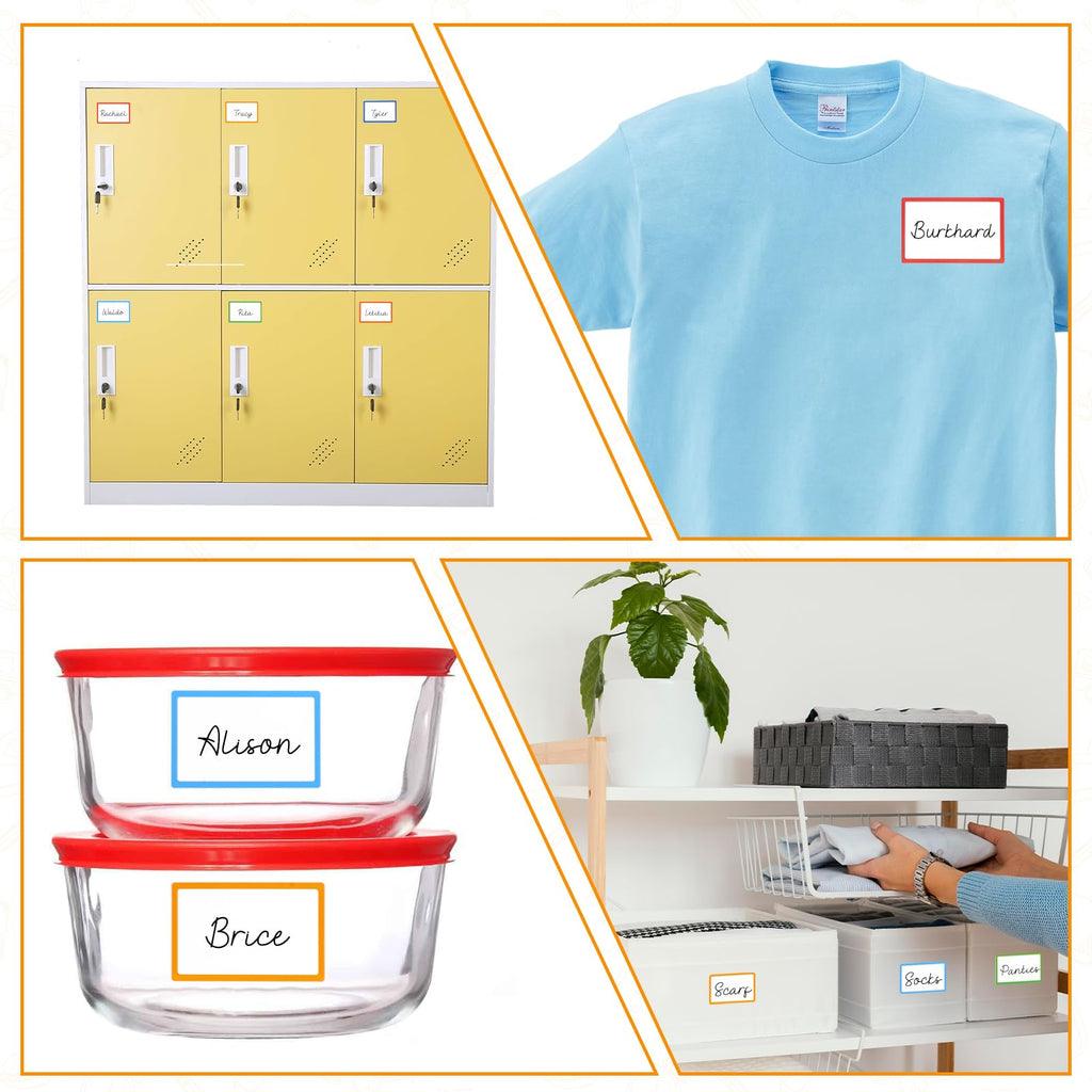 Utron 500Pcs Name Labels, 3.5x2.25 inch Blank Nametags, Sticky Name Tags for Whiteboards Locker Fridge School Office Home 10 Colors
