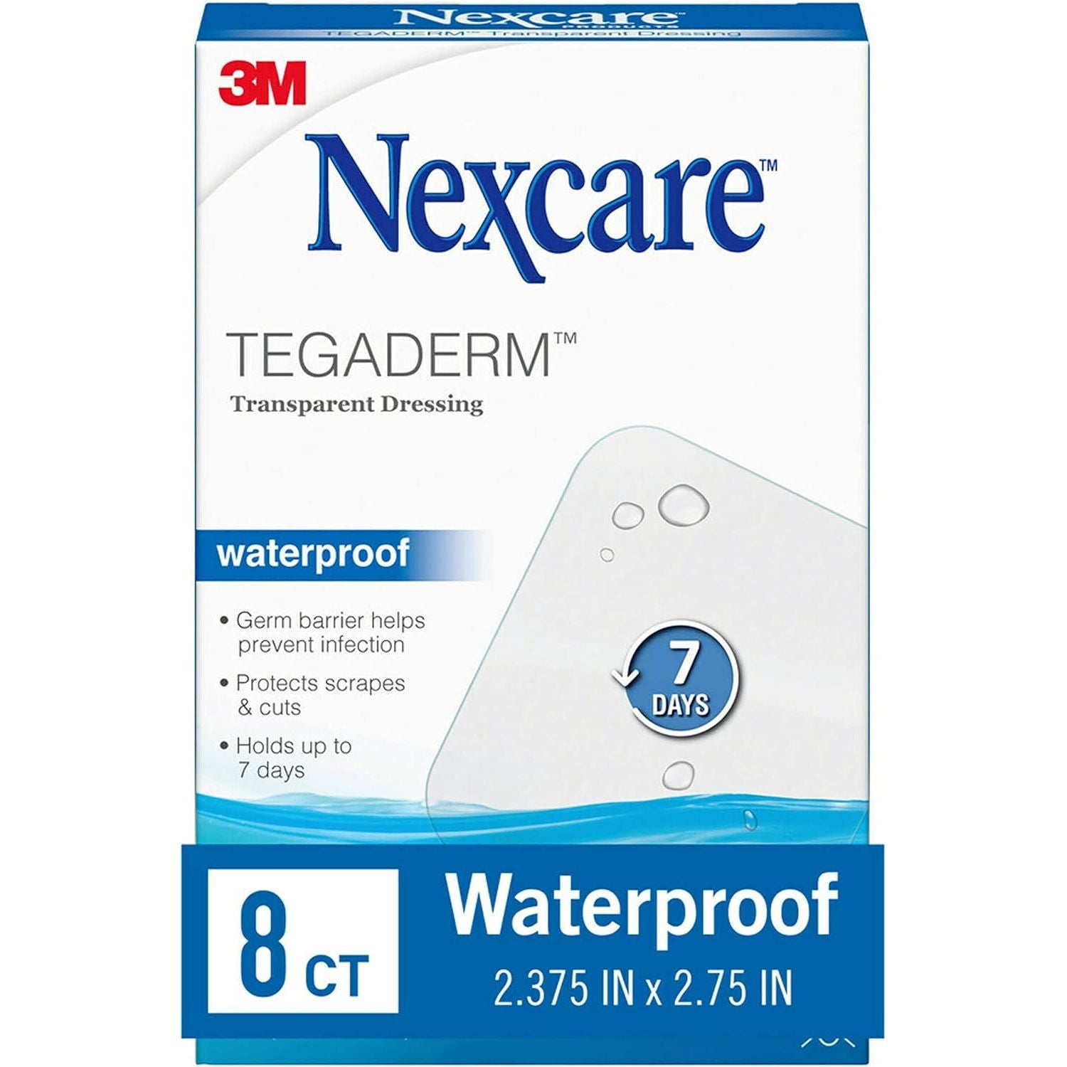 Buy now Nexcare Tegaderm Waterproof Transparent Dressing, Dirtproof, Germproof, Provides Protection To Minor Burns, Scrapes, Cuts, Blisters And Abrasions, 4 x 4.75 in, 4 Count 8 Count at indiglob india