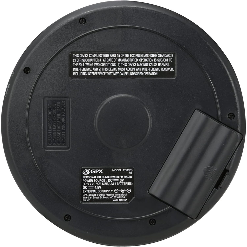 Buy now GPX PC332B Portable CD Player with Anti-Skip Protection, FM Radio and Stereo Earbuds - Black at indiglob india