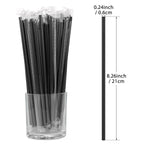 100Pcs Disposable Plastic Straws - Individually Wrapped Black Straws