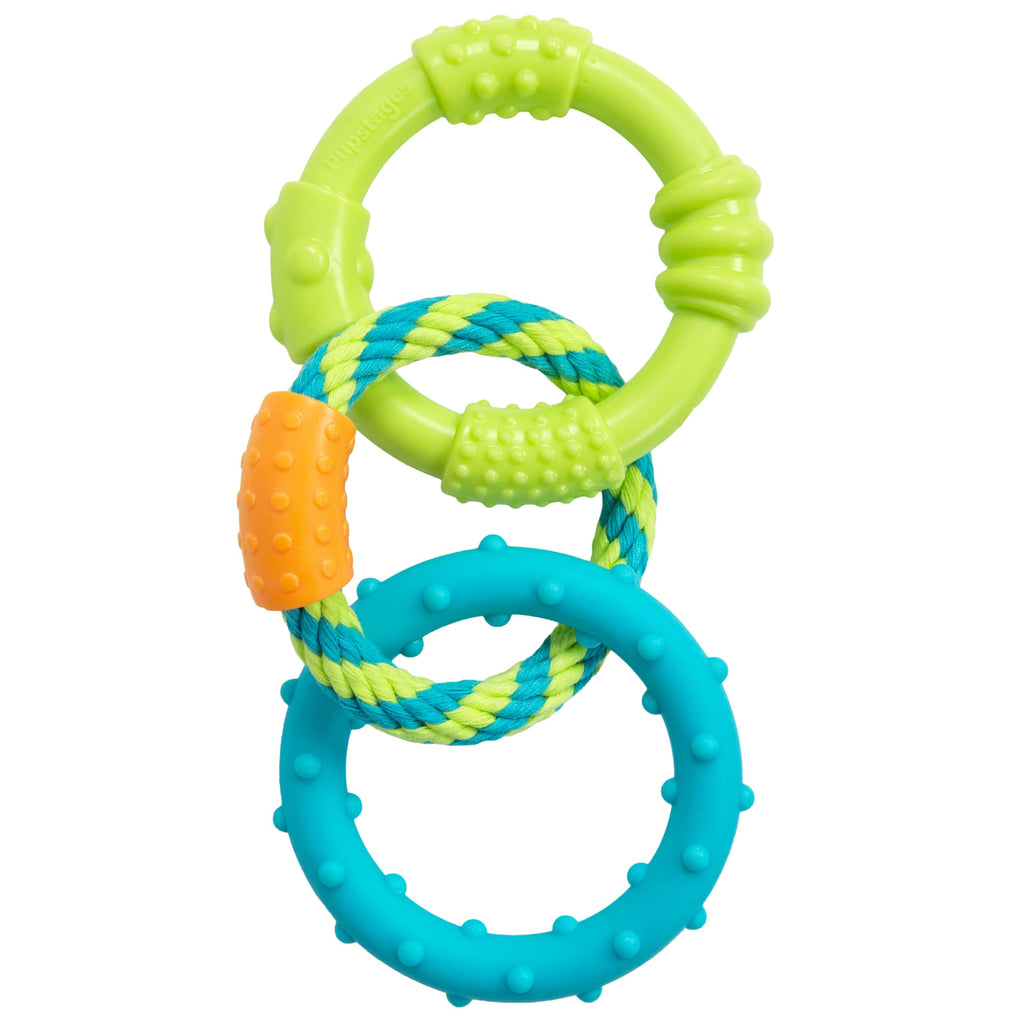 Pupstages Dental Links Dog Chew Toy, Textured Rings & Woven Rope, 8.5"