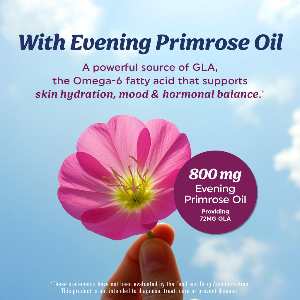 Fish Oil Omega 3 Supplements for Women, DHA + EPA, Heart Health Support | Hormone Balance & Skin Health Support, 600MG Omega3 + 800MG Evening Primrose Oil, Omega 3 Supplement for Women, 120 Softgels