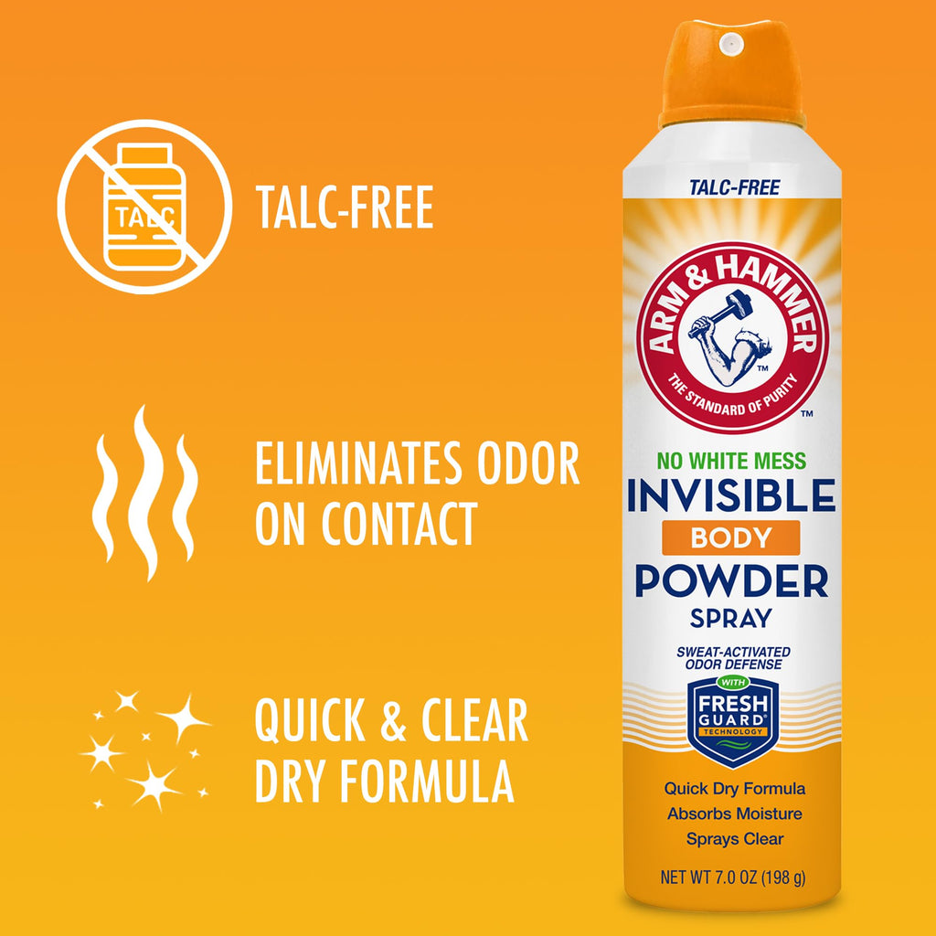Buy now Arm & Hammer Invisible Body Powder Spray, Clear Talc-Free Body Odor & Sweat Control For Men & Women, Spray Body Powder For Women And Men, Arm And Hammer Body Spray Powder, 7 Oz (3 Pack) at indiglob india