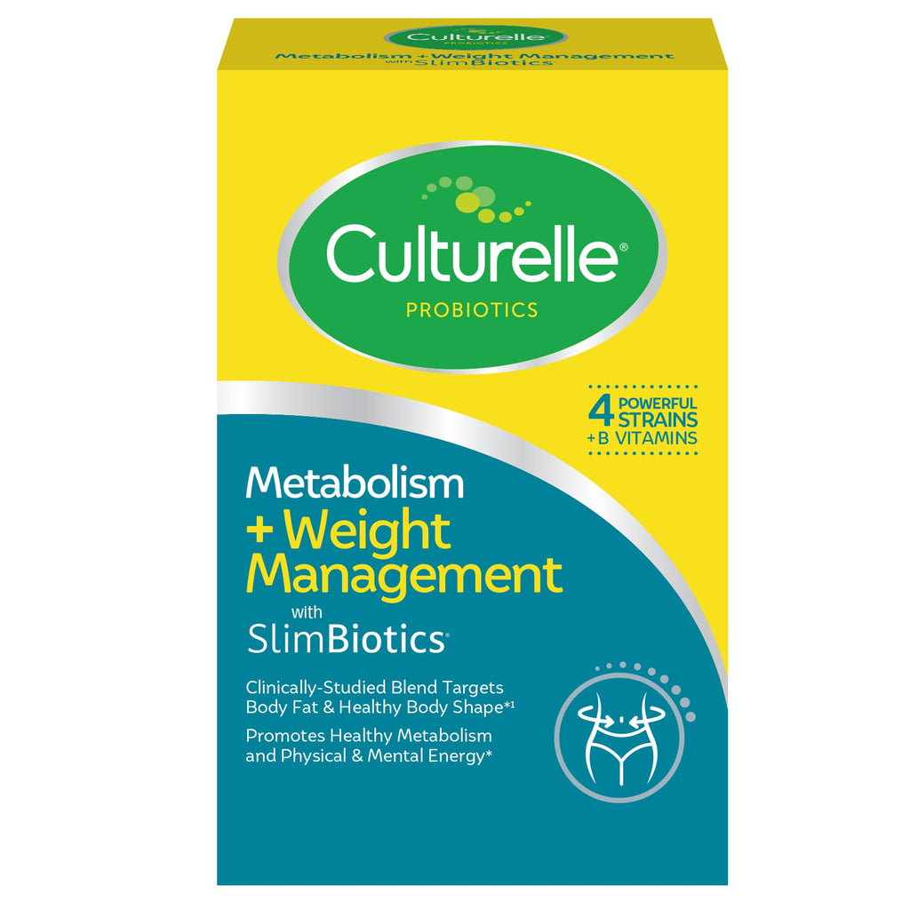 Culturelle Metabolism + Weight Management with SlimBiotics® Probiotic 30 Ct | 12 billion CFUs, Multi-Strain Probiotic Blend, Vitamins B6 & B12, Supports Gut Microbiome*, Once-Daily Capsules