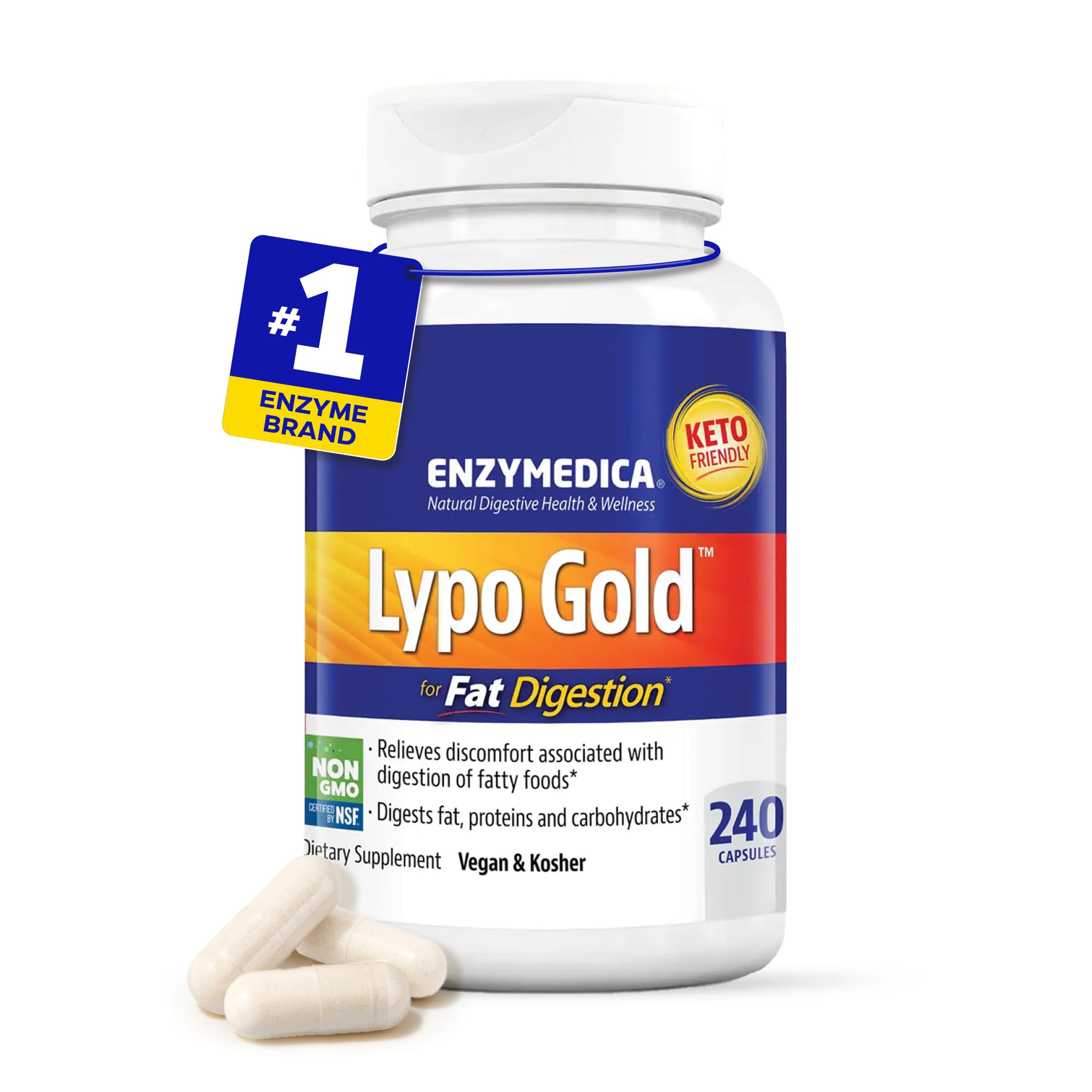 Enzymedica Lypo Gold - Enzyme Supplement for Fat Digestion - 120 Capsules | Protease, Amylase & Lipase Digestive Enzymes for Women & Men, Gut Health & Gallbladder Support