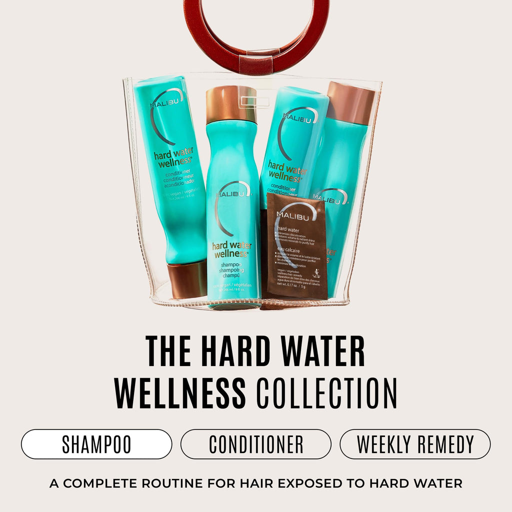 Malibu C Hard Water Wellness Shampoo - Hydrating, Sulfate-Free Hair Care for Hard Water - Removes Minerals and Buildup (9 oz) | Hydrating, Sulfate-Free Detox Shampoo for Hard Water, Gently Removes Minerals & Buildup, Vegan & Cruelty-Free Hair Care
