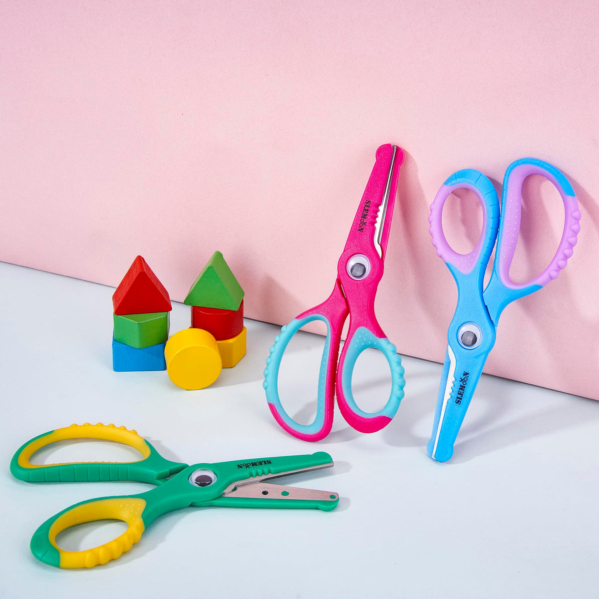 Kids Scissors 5.5 Inch,Blunt Tip Toddler Safety Scissors,3 Pack