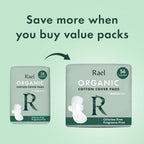 Buy now Rael Pads for Women, Organic Cotton Cover - Period Pads with Wings, Feminine Care, Sanitary Napkins, Heavy Absorbency, Unscented (Large, 24 Count) at indiglob india