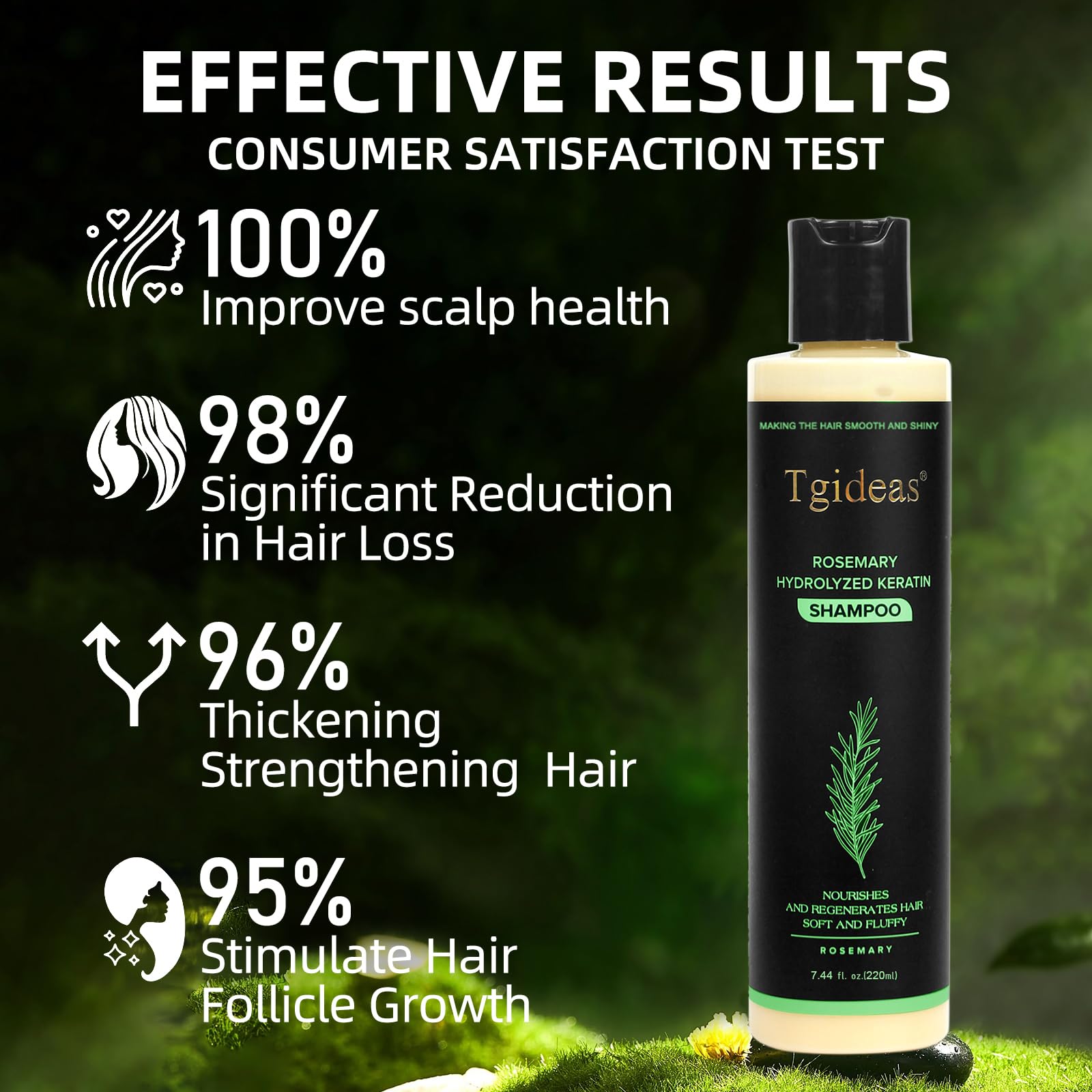 Rosemary Biotin Volumizing Shampoo for Thinning Hair, 7.4 Fl Oz | Keratin Strengthening, Helps Boost Volume, Reduce Breakage, Nourishes Scalp, Color-Treated Hair Safe Vegan, Gentle Daily Care
