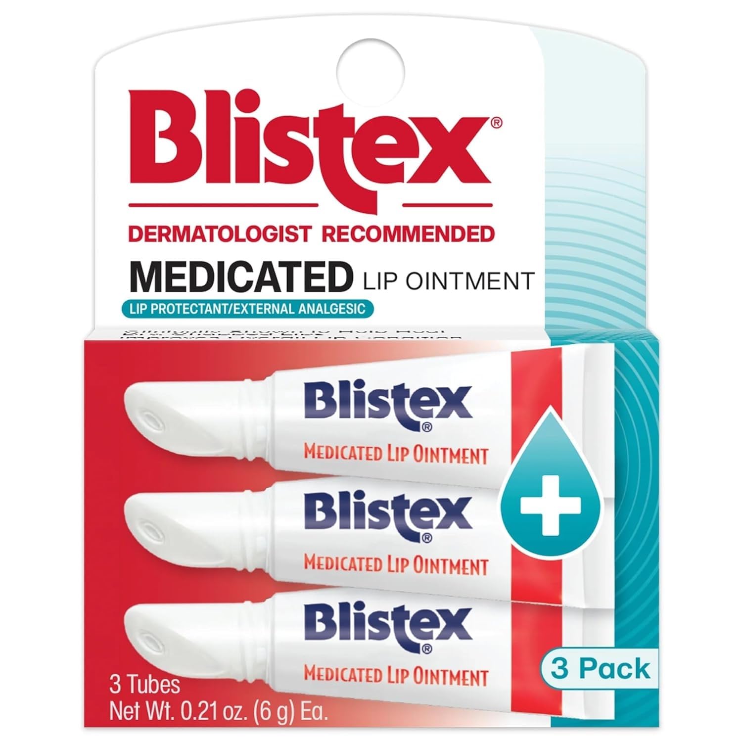 Blistex Medicated Lip Ointment, 24 Hr Moisture, 0.21 oz, 3 Pack | Clinically shown to elevate lip moisture, help heal dry, chapped lips, and improve overall lip condition