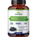 Zazzee Extra Strength Bilberry 20:1 Extract, 25% Anthocyanins, 100 Capsules