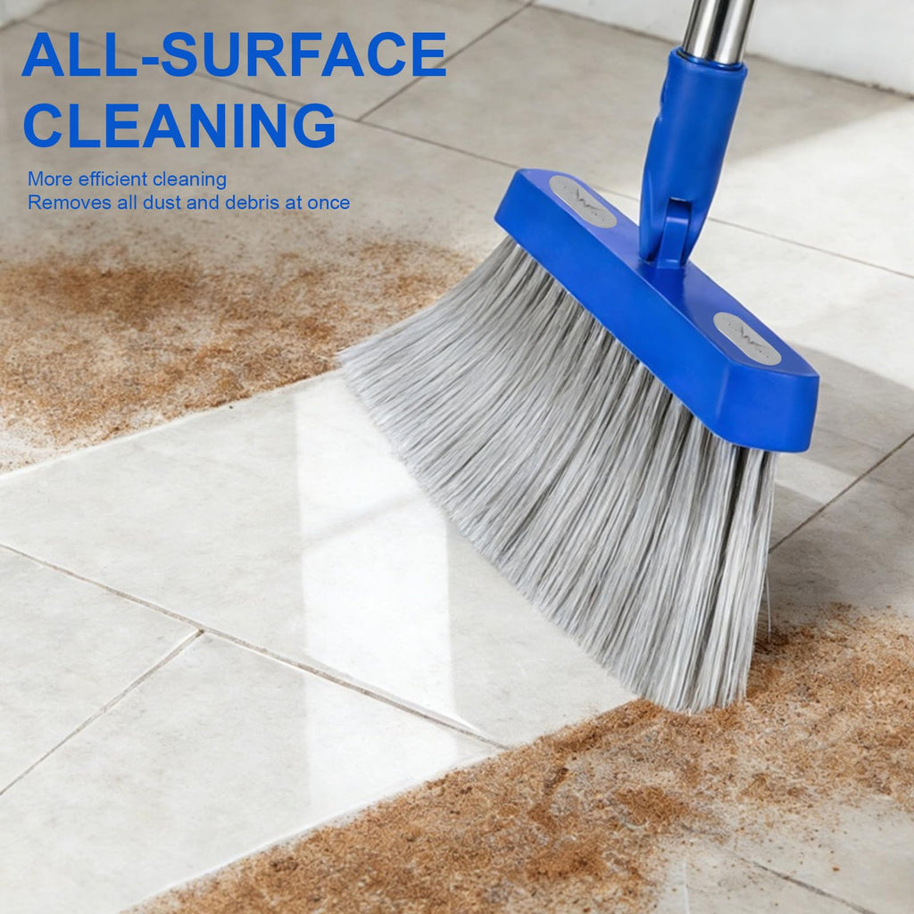 Broom - 52-Inch Adjustable Long Handle Broom, Multi-Scene Indoor Cleaning Tool for Hardwood Floors, Tiles, Kitchens, Offices, Courtyards, Lobbies, Patios.