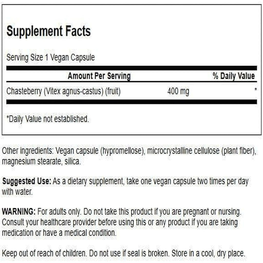 Buy now Swanson Chasteberry Fruit - Herbal Supplement Promoting Women's Health & Menopausal & Menstrual Support - May Support Balance & Skin Health - (120 Capsules, 400mg Each) at indiglob india