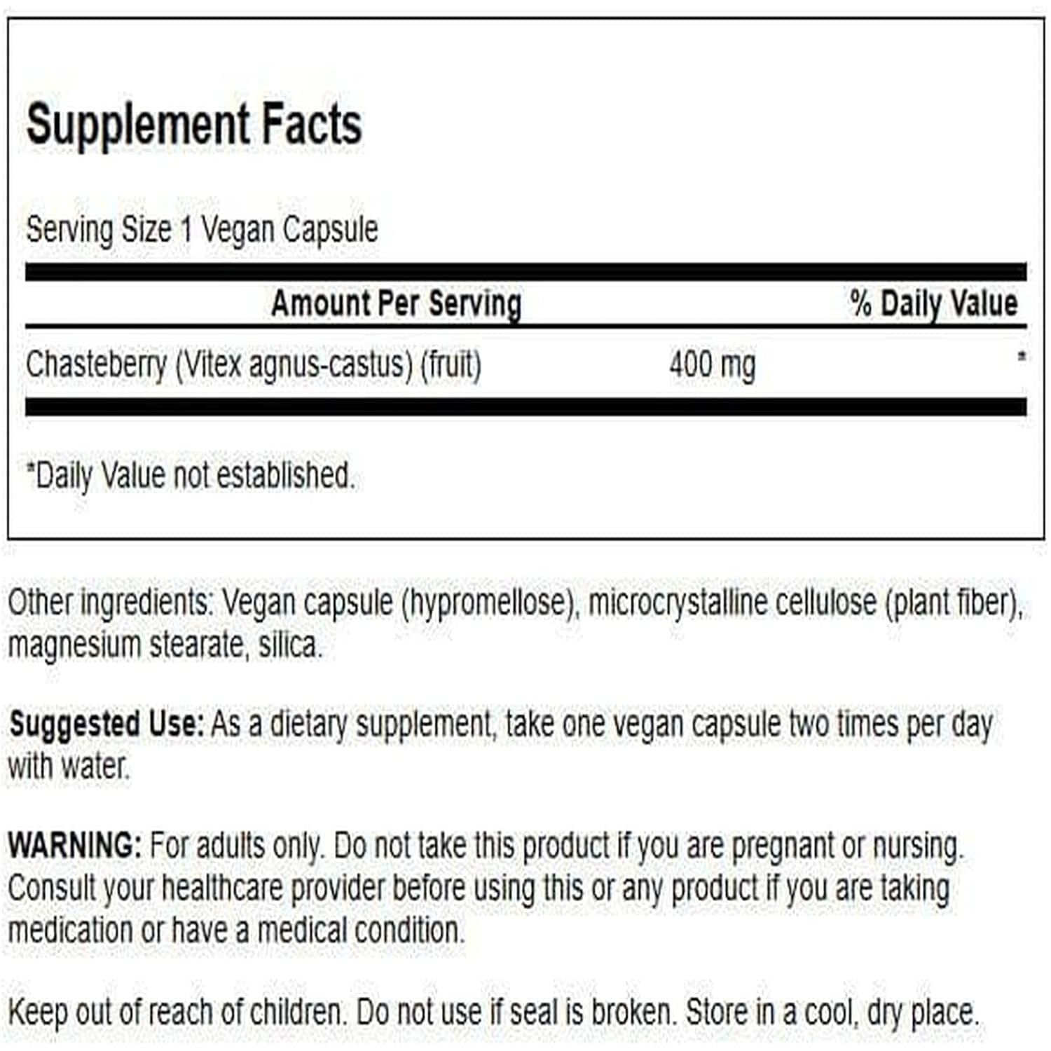 Buy now Swanson Chasteberry Fruit - Herbal Supplement Promoting Women's Health & Menopausal & Menstrual Support - May Support Balance & Skin Health - (120 Capsules, 400mg Each) at indiglob india