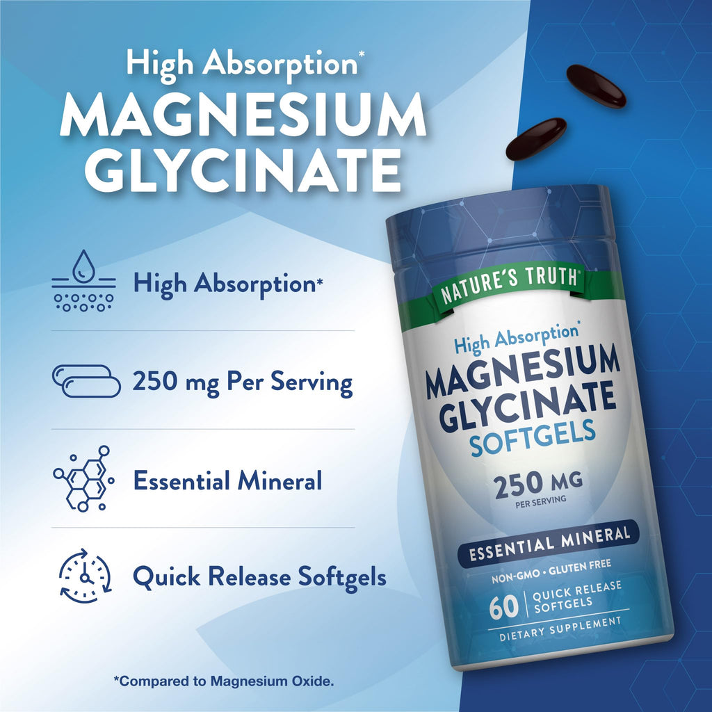 Nature's Truth Magnesium Glycinate Softgels | 250mg | 60 Pills