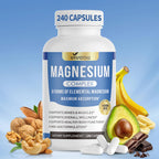 1000mg Magnesium Complex Capsules, 8-in-1 Magnesium Glycinate, Citrate, Malate, Taurate, Oxide, Carbonate, Aspartate, Orotate - 240 Capsules (1 Bottle (240 Capsules))