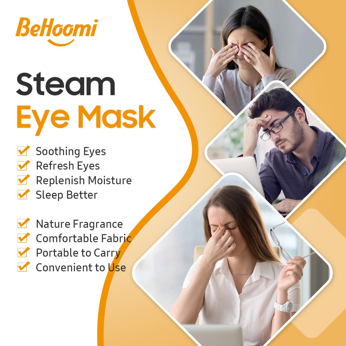 20 Packs Steam Eye Mask, Heated Eye Mask Warm Compress for Eyes, Disposable Self Heating Steam Mask for Home, Sleep, Spa, Travel Essentials & Relaxation Gifts for Women (Orange)