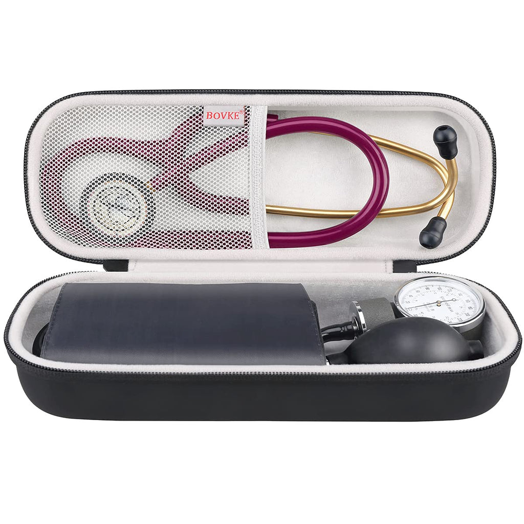 Buy now BOVKE Stethoscope Case for 3M Littmann Classic III, Lightweight II S.E, MDF Acoustica Deluxe Stethoscopes - Extra Room for Medical Bandage Scissors EMT Trauma Shear and LED Penlights, Black at indiglob india