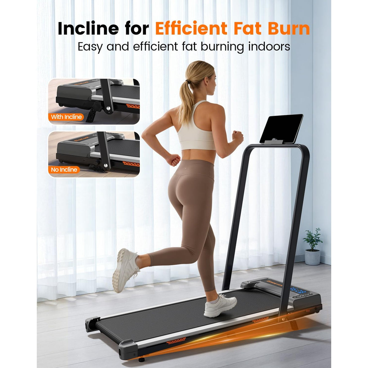 Walking Pad Treadmill for Home, Walking Pad with Incline and Handle Bar