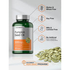 Horbäach Pumpkin Seed Oil 3000mg | 120 Softgel Capsules | Essential Fatty Acids with Omega 6 and 9 | Cold Pressed Dietary Supplement | Non-GMO and Gluten Free Formula