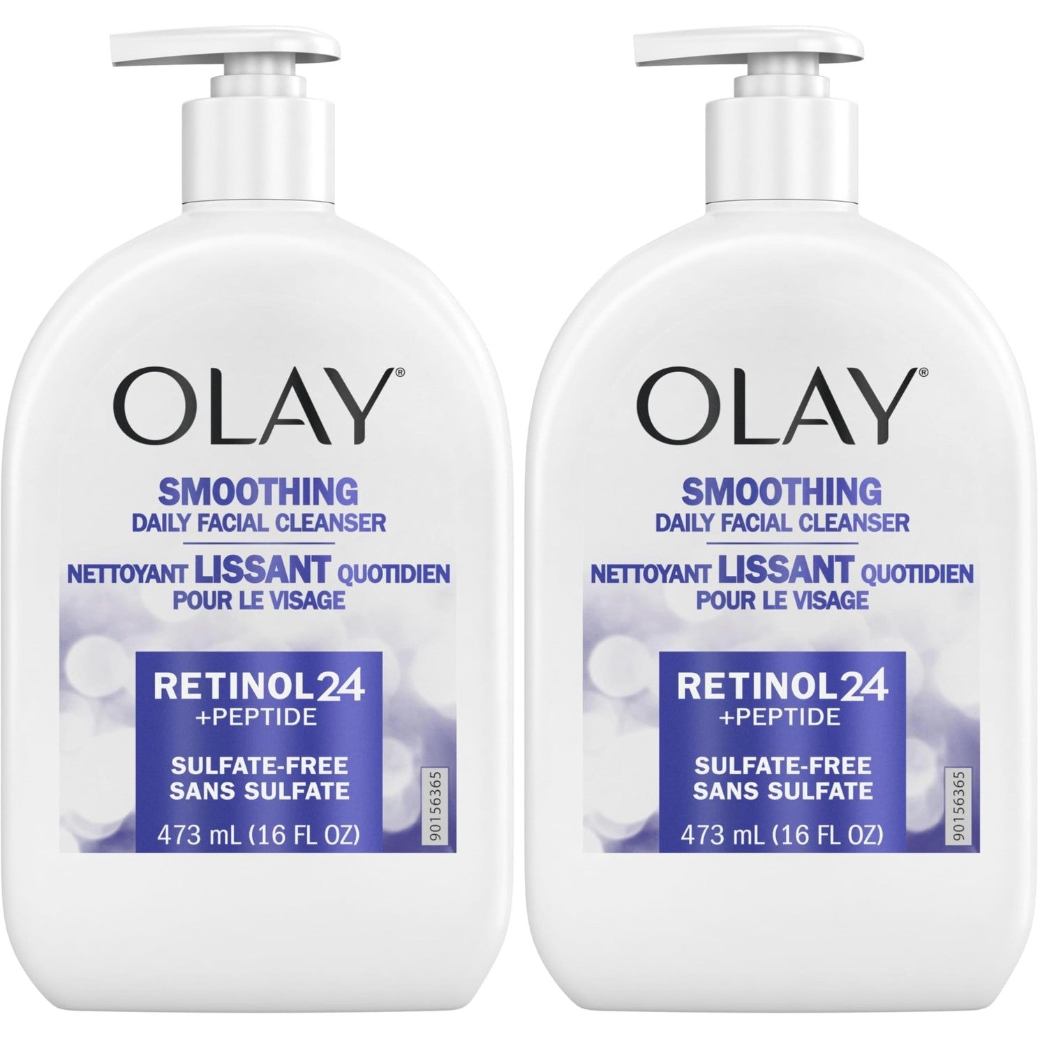 Olay Face Wash Daily Facial Cleanser with Retinol, Peptides and Glycerin, Smoothing and Hydrating Anti Aging Face Wash, Sulfate Free Cream Cleanser for Mature Skin, Daily Use, 16 Oz