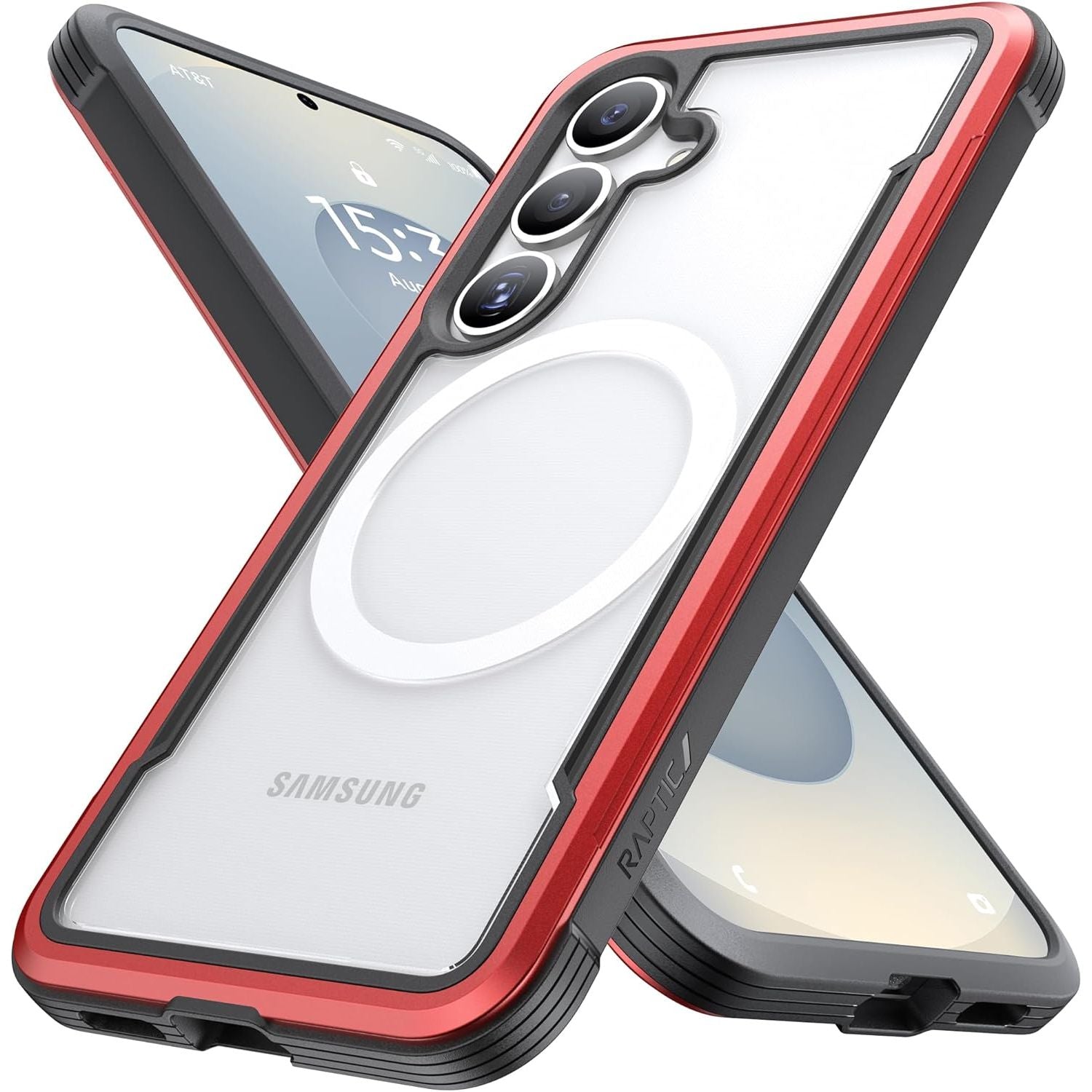 Buy now RAPTIC Shield Crystal Case for Samsung Galaxy S24 Ultra, [13FT Mil-Grade Drop Protection], [Not Yellowing Tech], Durable Anodized Shockproof Aluminum Frame Slim Samsung S24 Ultra Case, Iridescent S25 6.2" Red at indiglob india