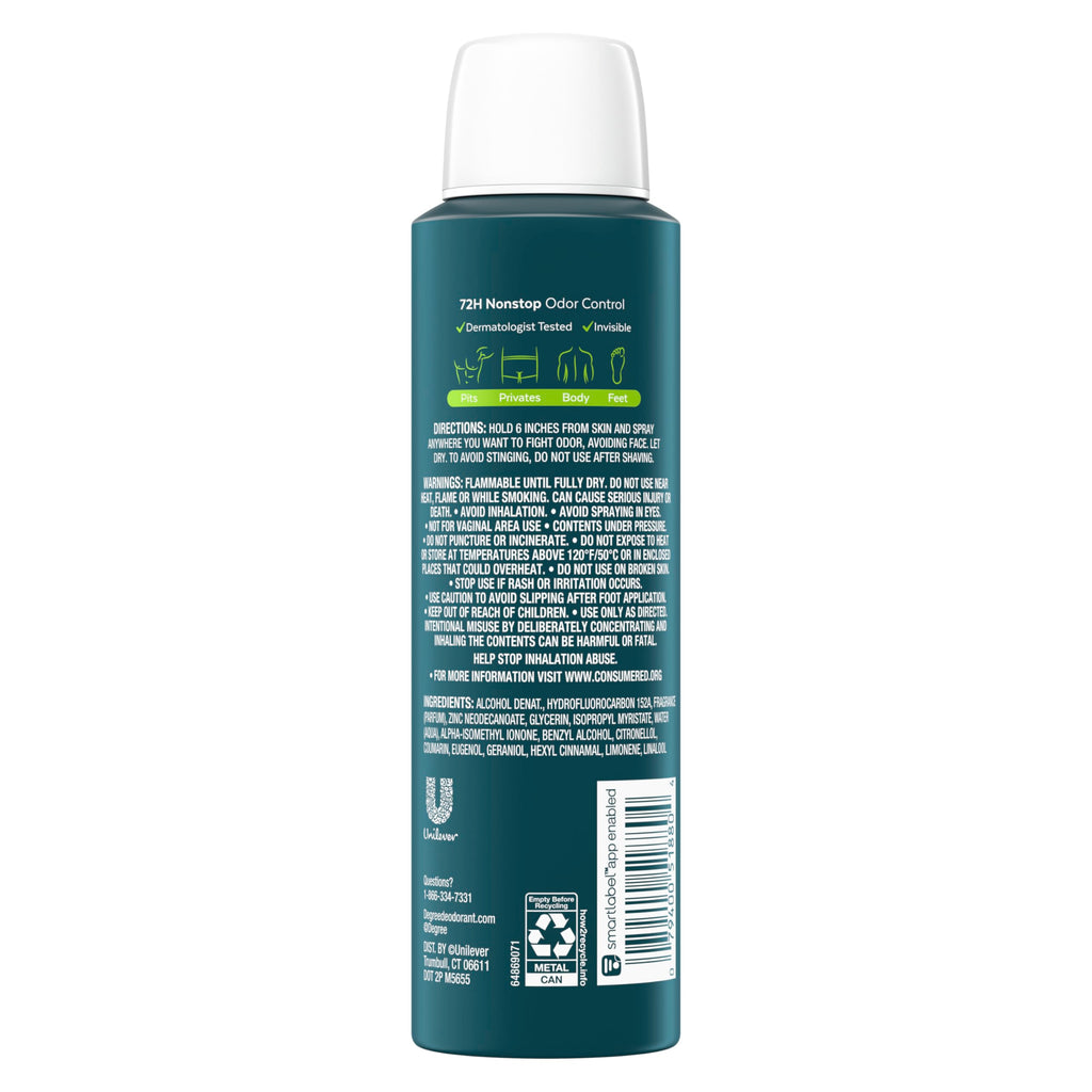 Degree Whole Body Deodorant Spray for Men, Active Fresh Scent, 4 oz