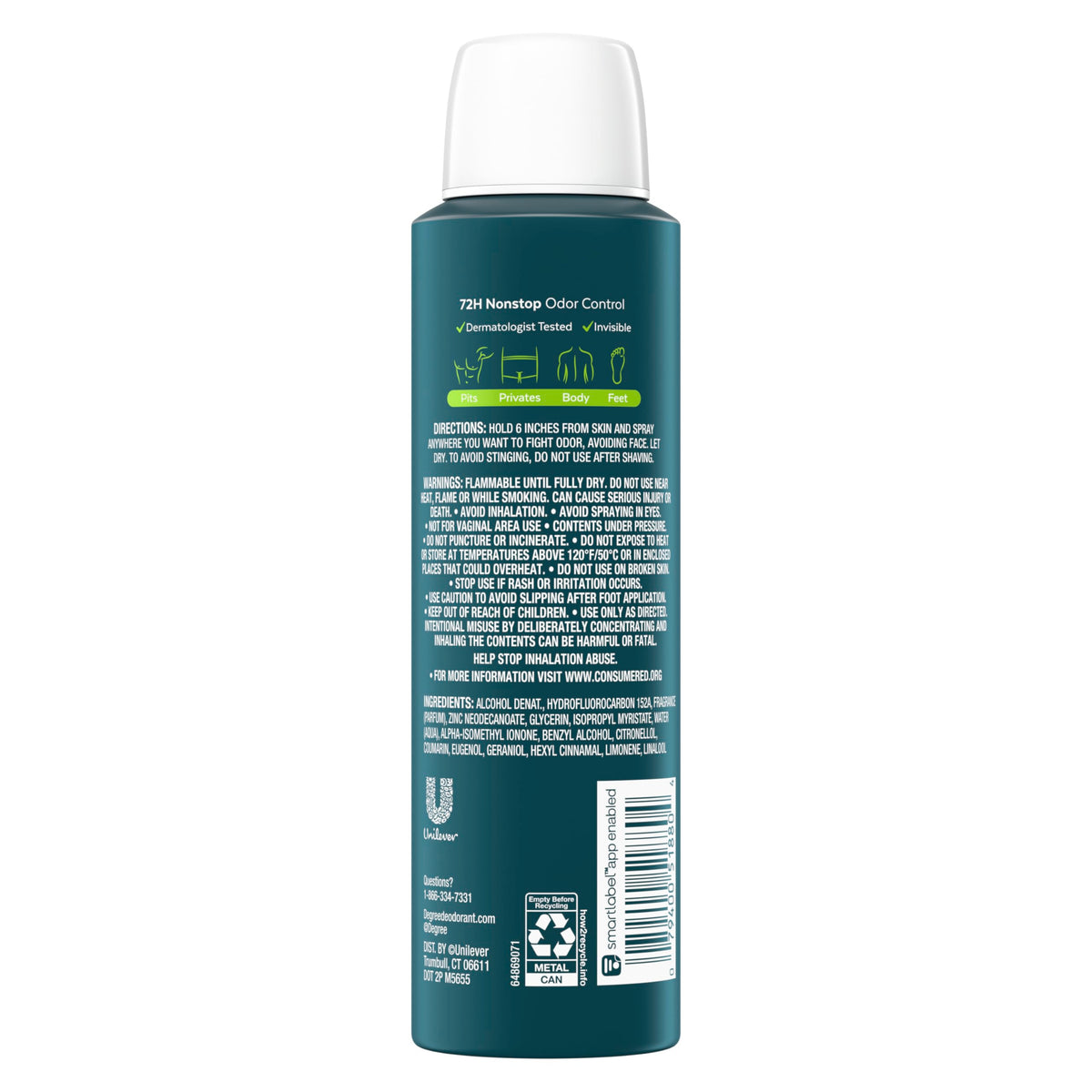 Degree Whole Body Deodorant Spray for Men, Active Fresh Scent, 4 oz