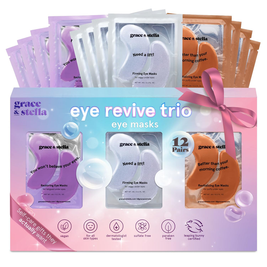 Buy now grace & stella Retinol Under Eye Patches for Puffy Eyes & Dark Circles - Restoring Gel Under Eye Masks with Hyaluronic Acid - Bridesmaid Gifts, Birthday Gifts for Women (Purple, 24 Pairs) at indiglob india