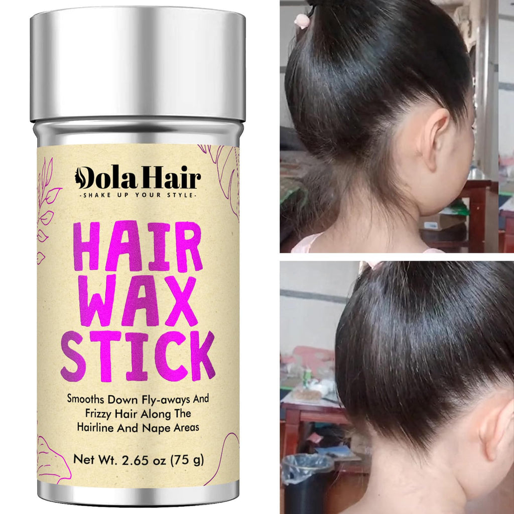 Dolahair Portable Travel Hair Wax Stick - Slick Hair Pomade with Smoothing Brush for Women, Kids & Girls' Hair Styling