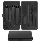 Precision 8 Pieces Men’s Nail Grooming Travel Kit, Stainless Steel Manicure Set with Fingernail & Toenail Clippers, Nail File, Slant Tip Tweezers, Cuticle Scissors, Cuticle Pusher, Travel Case