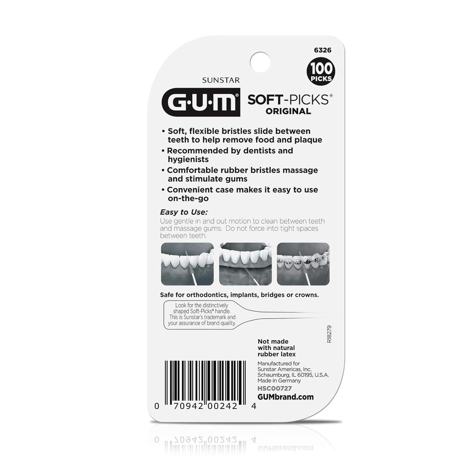 Buy now GUM Soft-Picks Original, Easy to Use Dental Picks for Teeth Cleaning and Gum Health, Disposable Interdental Brushes with Convenient Carry Case, Dentist Recommended Dental Picks, 100ct at indiglob india