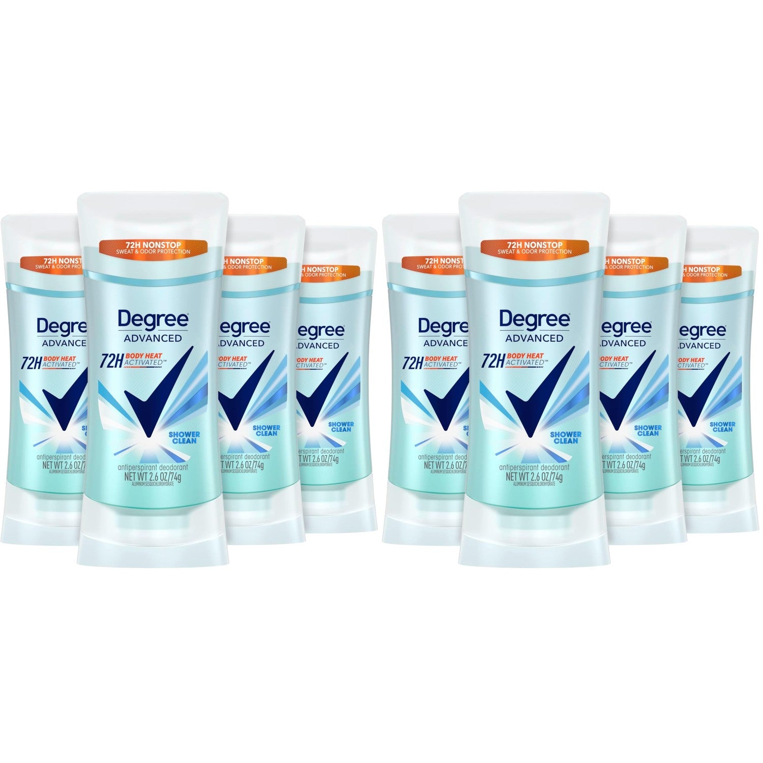 Degree Advanced Antiperspirant Deodorant 4 count 72-Hour Sweat & Odor Protection Shower Clean Antiperspirant for Women with MotionSense Technology 2.6 oz | For active days, Helps stay fresh & confident, With MotionSense, Shower Clean scent