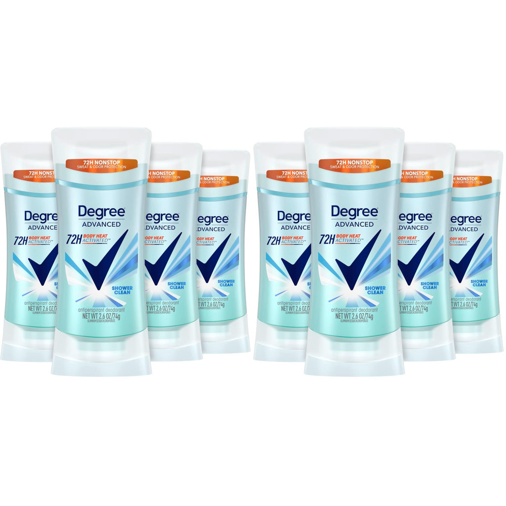 Degree Advanced Antiperspirant Deodorant 4 count 72-Hour Sweat & Odor Protection Shower Clean Antiperspirant for Women with MotionSense Technology 2.6 oz | For active days, Helps stay fresh & confident, With MotionSense, Shower Clean scent