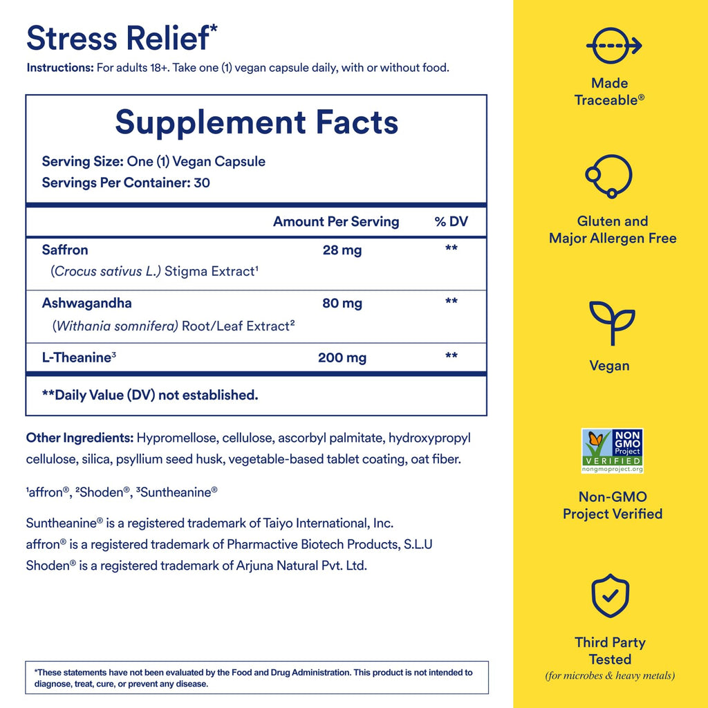 Ritual Stress Relief Supplement - Ashwagandha - 30 Capsules - 30 Servings