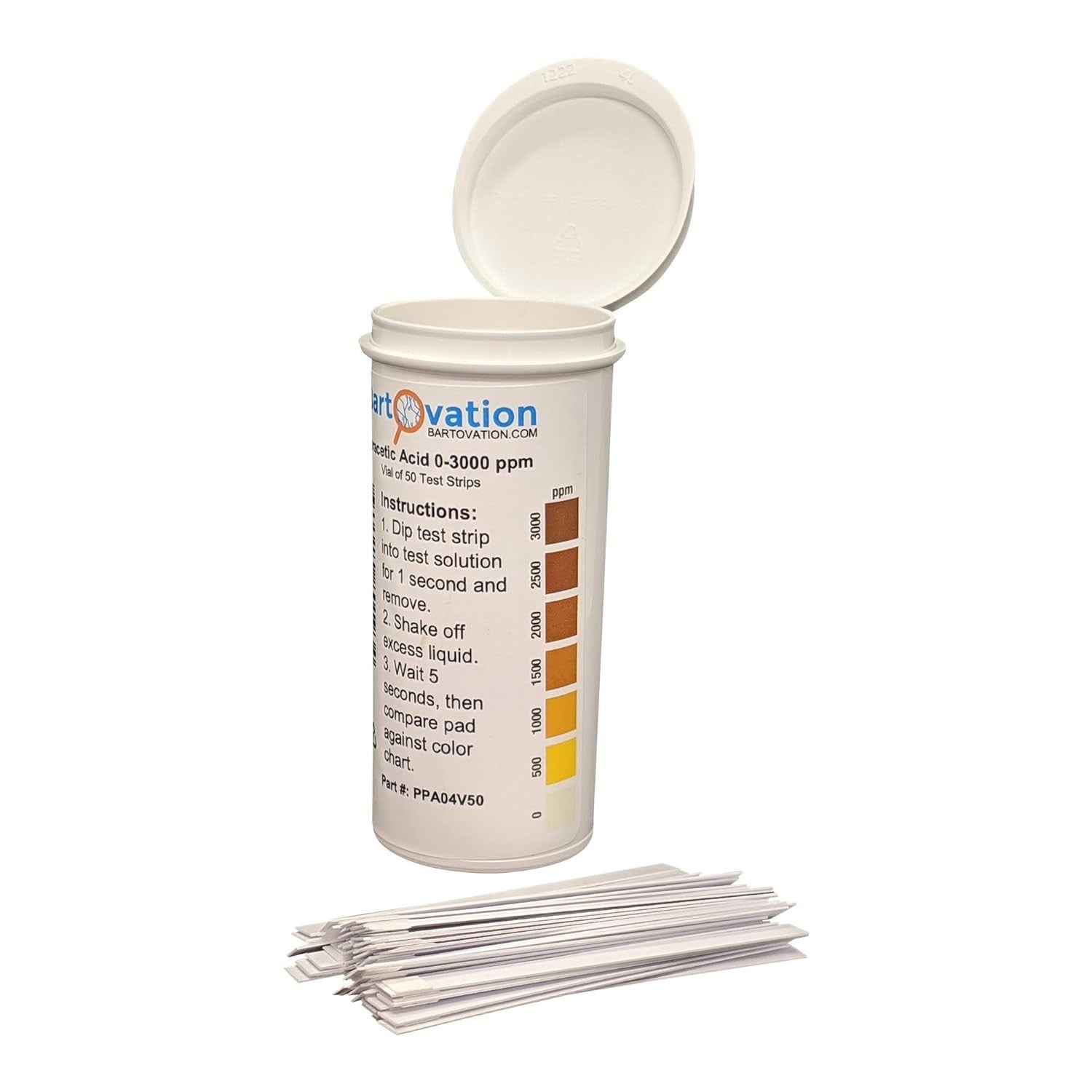 Buy now Peracetic Acid Test Strips, Extra High-Level, 0-3000 ppm [Vial of 50 Strips] at indiglob india