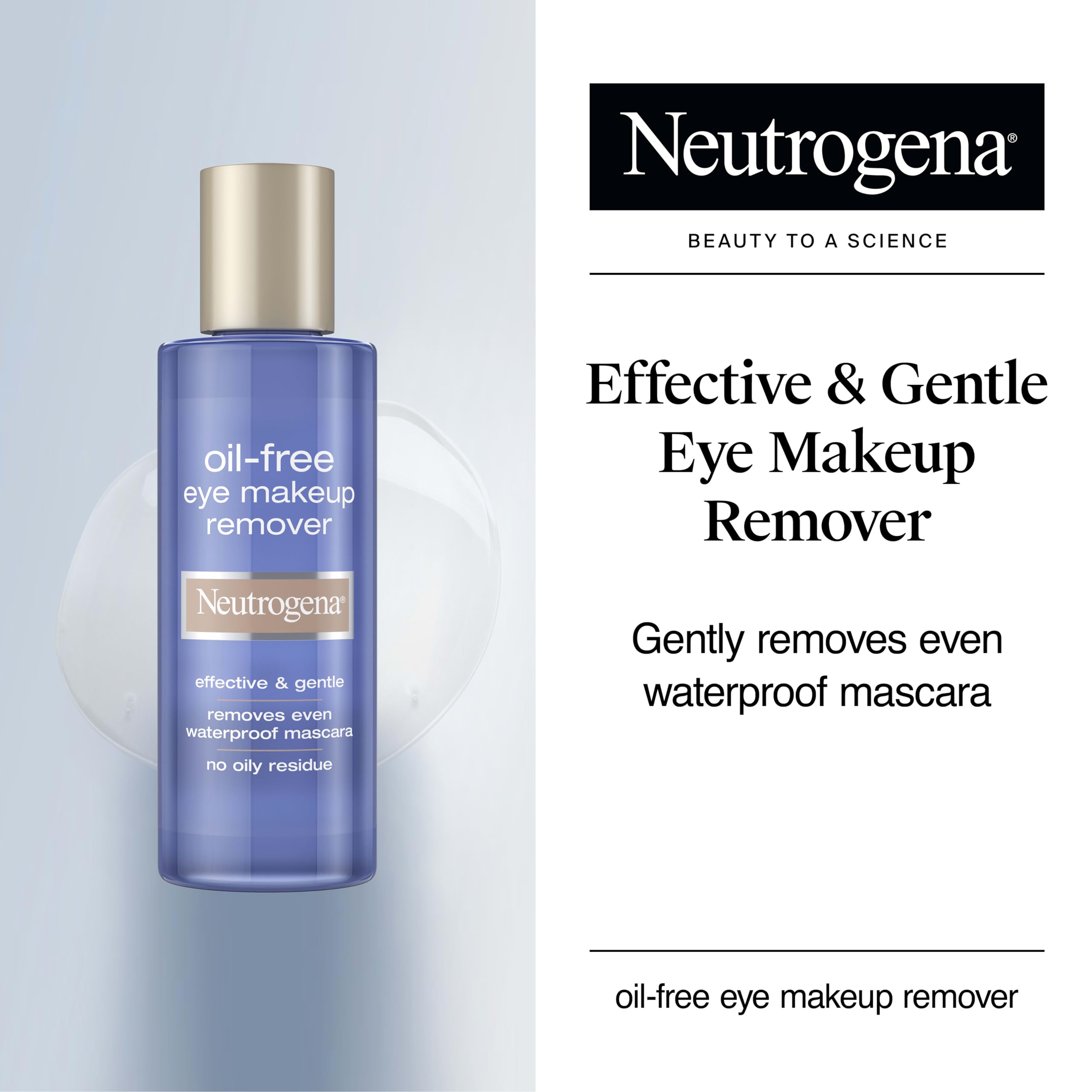 Neutrogena Oil-Free Eye Makeup Remover, 8 fl. oz | Gentle Cleanser for Sensitive Eyes, Dissolves Waterproof Mascara, Non-Greasy, Dermatologist & Ophthalmologist Tested