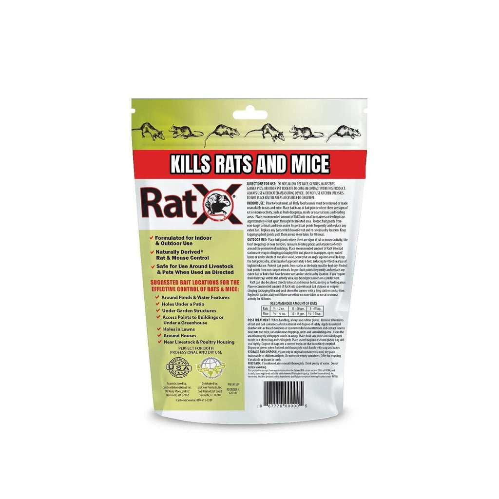 RatX Rodent Control Bait Pellets for Rats & Mice – Poison Free, Pet Safe Indoor & Outdoor Use Pellets 18 oz. Bag