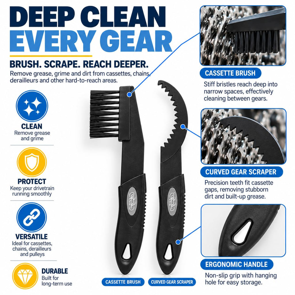 7-Piece Bike Chain Cleaner Kit with Degreaser, Lube and Scrubber