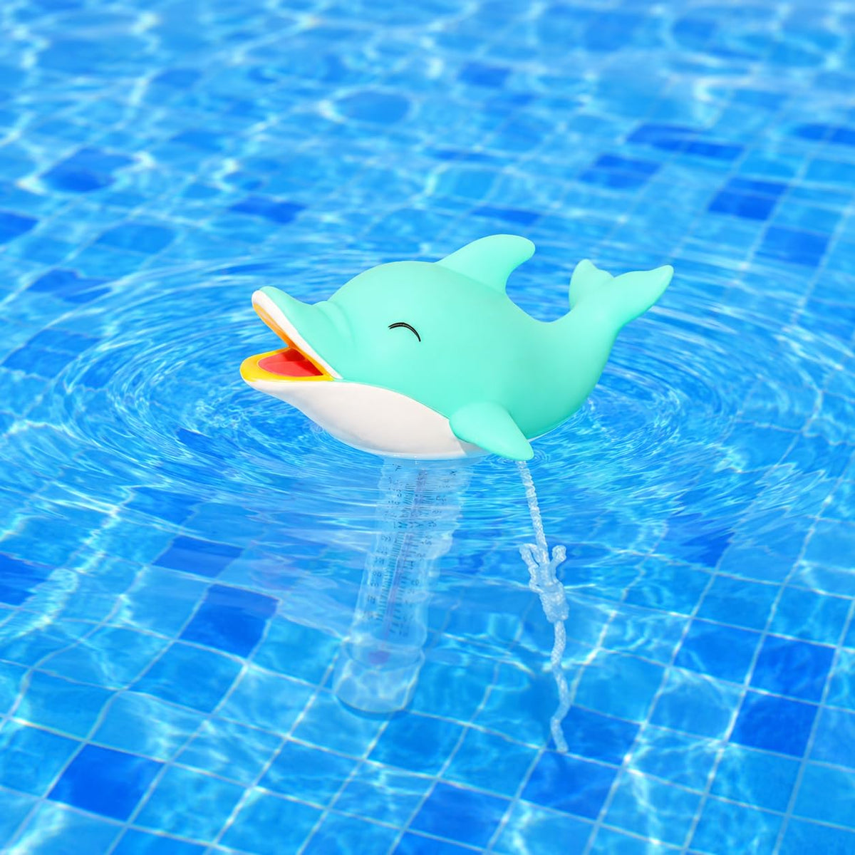 XY-WQ Dolphin Floating Pool Thermometer with String, Easy-Read