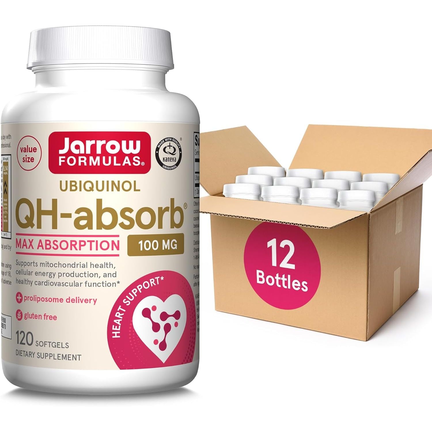 Buy now Jarrow Formulas QH-Absorb, 100 mg, Ubiquinol Dietary Supplement for Healthy Cardiovascular Function, 60 Softgels, 60 Day Supply 120 Count (Pack of 12) at indiglob india