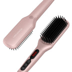 MEGAWISE Hair Straightener Brush Pro, Fast Heating Ceramic Ionic Brush for Smooth Frizz-Free Hair, Safe Anti-Scald Design, Dual Voltage Travel Use (Tomato Red)