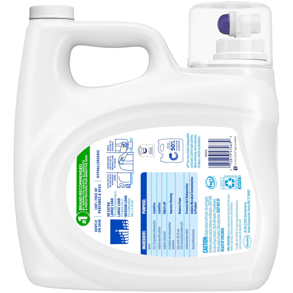 all Liquid Laundry Detergent Free Clear, 118 Ounce, 94 Loads