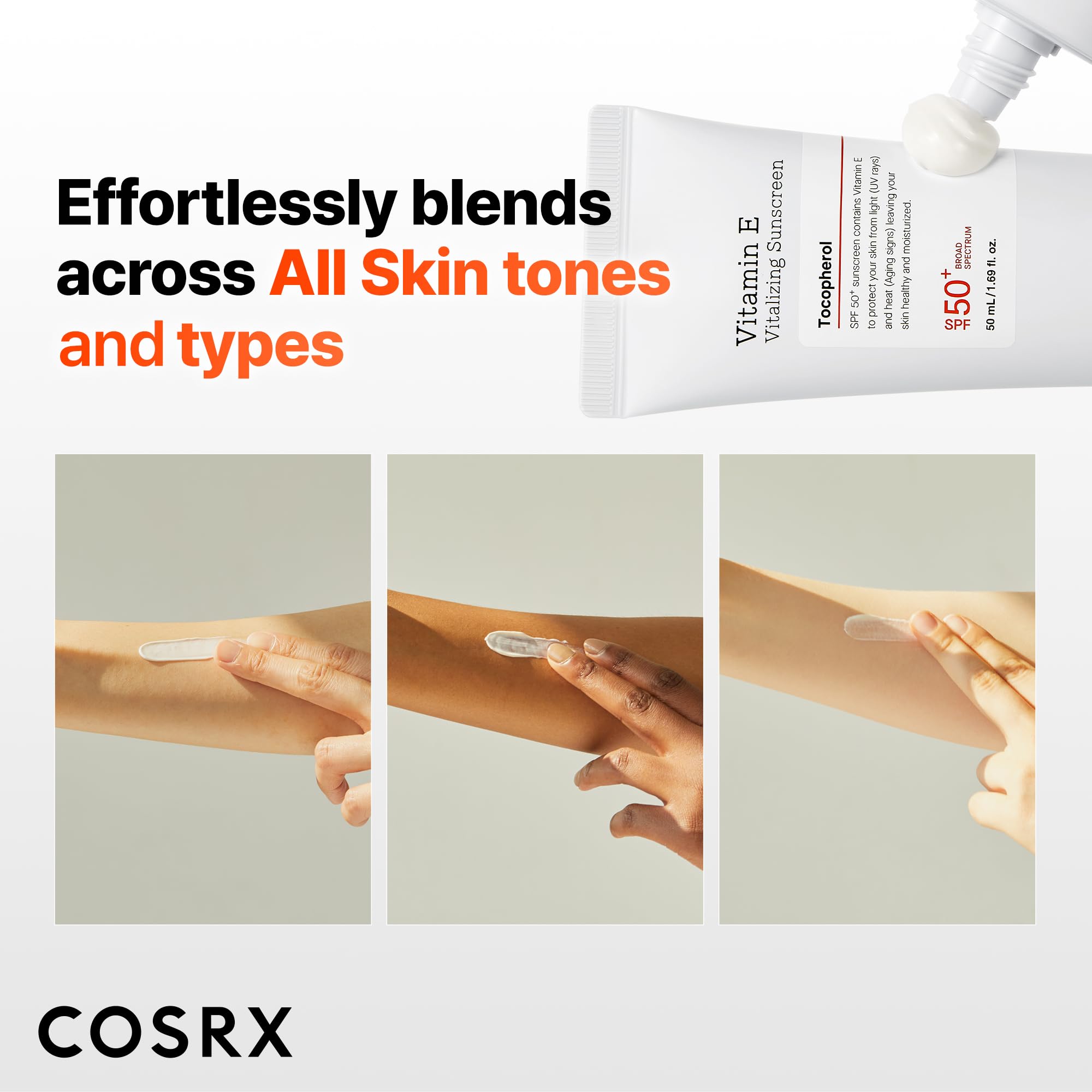COSRX Vitamin E Sunscreen SPF 50, Natural Glow, for Oily Skin, 1.69 fl oz | Hydrating Face Sunscreen, Lightweight, Non-Sticky, No White Cast, Beach Essentials, Travel Essentials, Korean Skincare