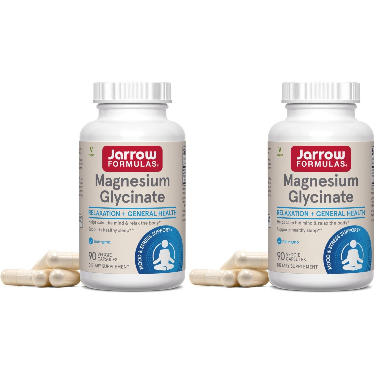 Jarrow Magnesium Glycinate, Support Relaxation & Healthy Sleep, 90 Capsules | 360mg per Serving, 90 Veggie Capsules, 30 Day Supply, Bioavailable Form of Magnesium, Gentle on Stomach